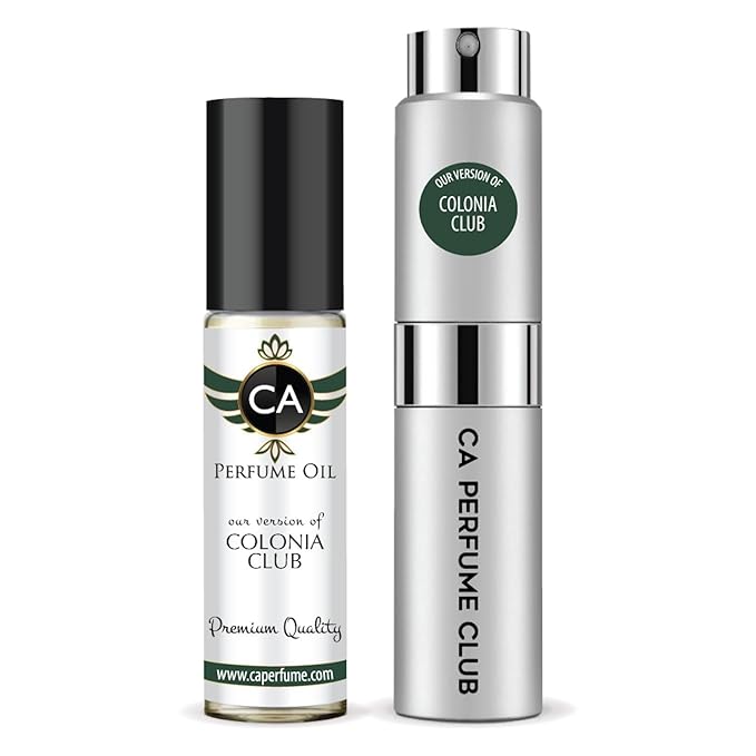 CA Perfume Duo Impression of Colonia Club For Women And Men Perfume Layering Set Long Lasting Travel Size EDP + Body Oil Roll-On Bottle 0.27 Fl Oz+0.33 Fl Oz
