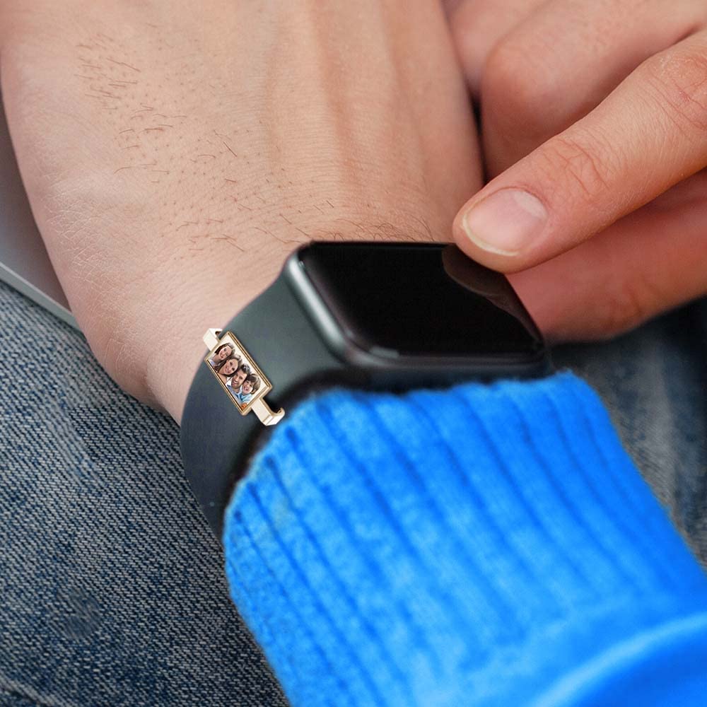 PicturesOnGold.com Smart Watch Photo Charm in Stainless Steel Rectangle Shape