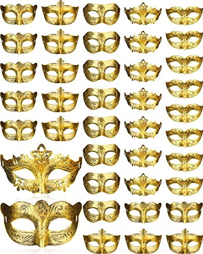 Yunsailing 40 Pcs Masquerade Mask Bulk Vintage Mardi Gras Masks Antique for Venetian Ball Christmas Cosplay Performance Pr...