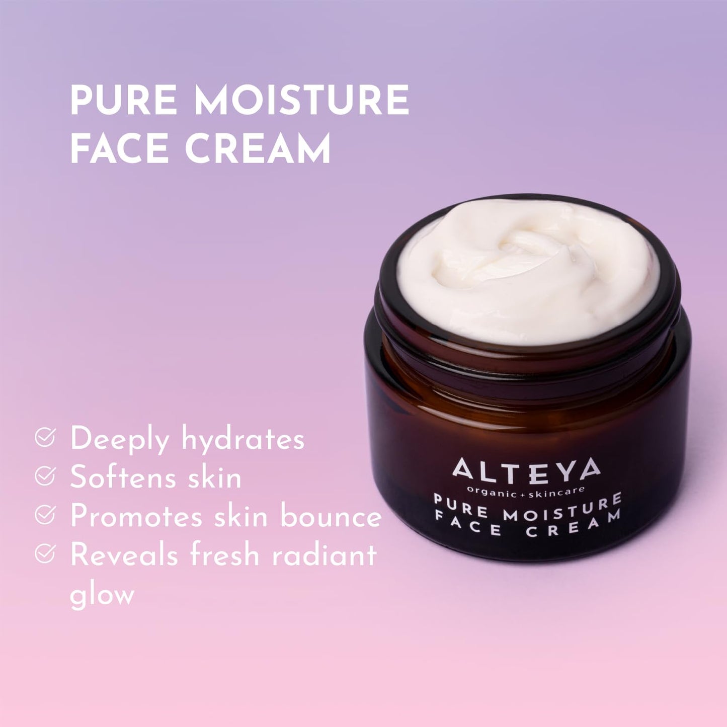 Alteya Organics Luminous Rose Pure Moisture Face Cream 50 ml - NaTrue Certified Organic 100% Pure Natural, Lightweight Hydration