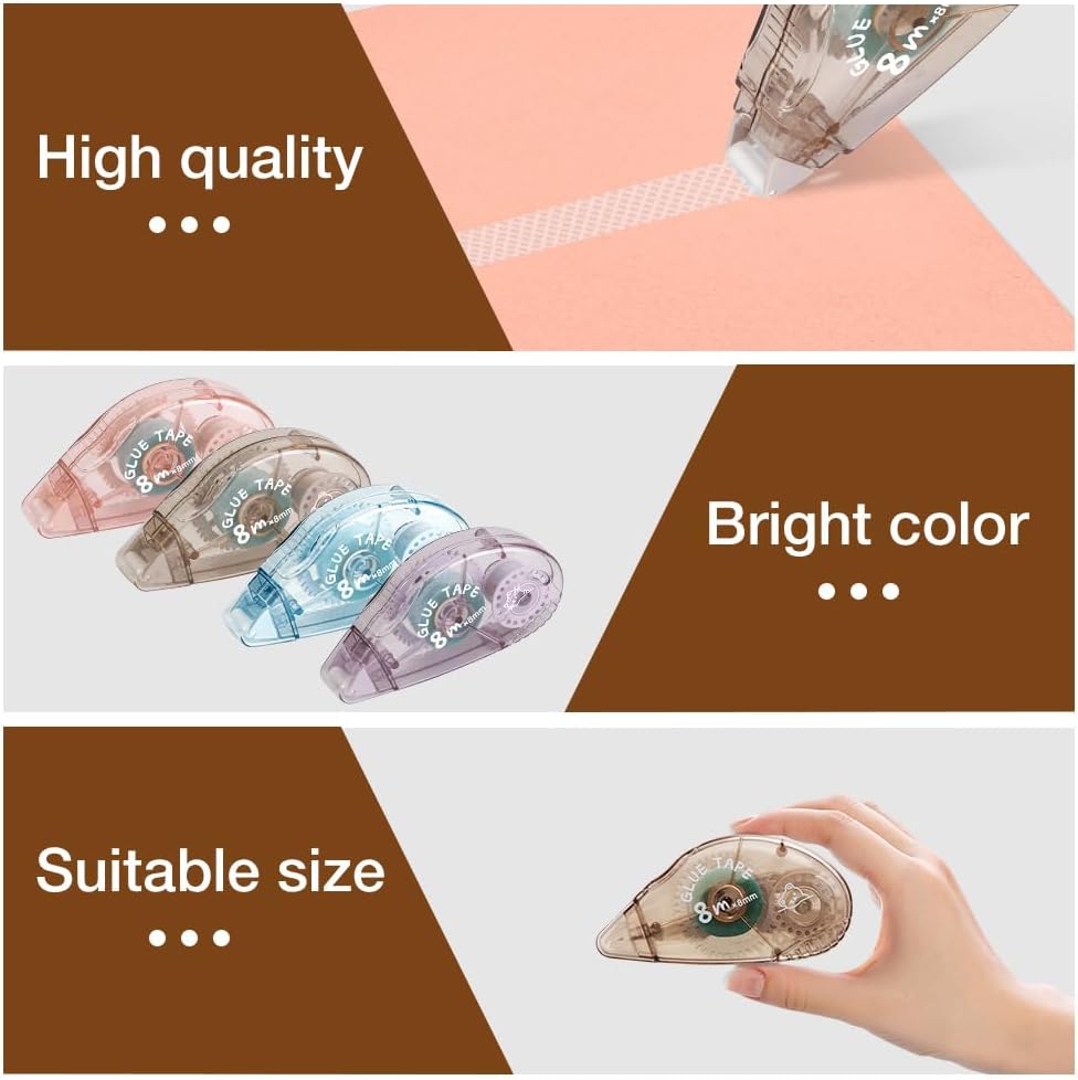 Double Sided Tape Roller - 8 Pack Adhesive Scrapbook Glue Tape Runner Roller for Scrapbooking,Wrapping, School Kids Paper Handicraft,Crafts Gift Wrap and Arts Projects (8mm x 210ft)