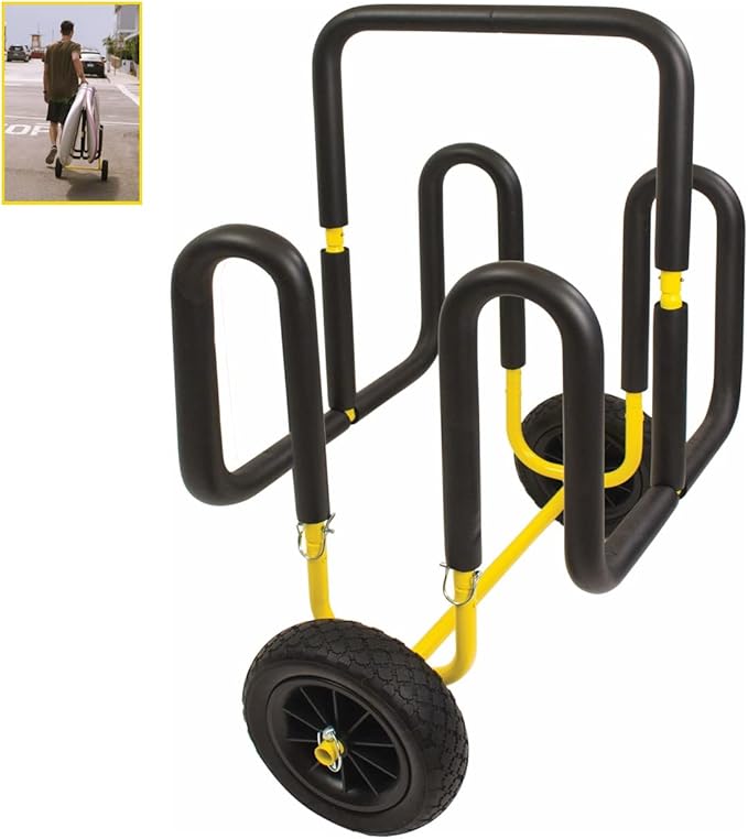 Suspenz Double SUP Transport Cart with Airless Wheels, Carrier/Trolley for 2 Stand Up Paddle Boards & Surfboards, Yellow (...