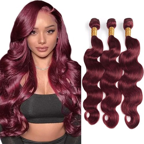 Condescension Bundles Human Hair 20 22 24" inch Burgundy 99J Body Wave Human Hair Bundles Wine Red Burgundy Unprocessed Quick Weave for Black Women