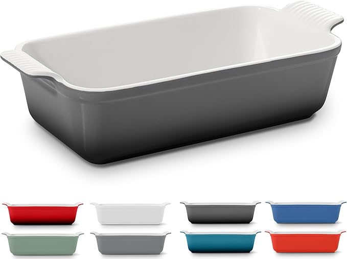 Signature Stoneware Loaf Pan | Non-Stick for Perfect Baking and Bread Making | 1lb Loaf Pan [Oyster Grey]
