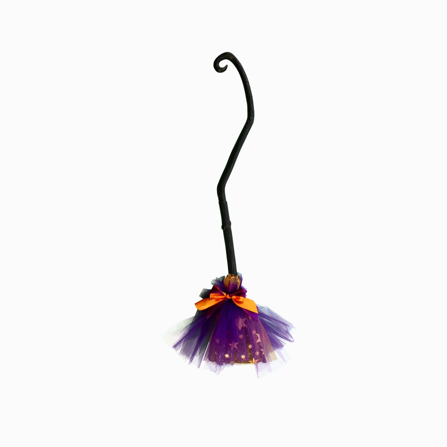 MONIKA FASHION WORLD Witch costume for girls with BROOM, black hat skirt lights up (Small (4-6))