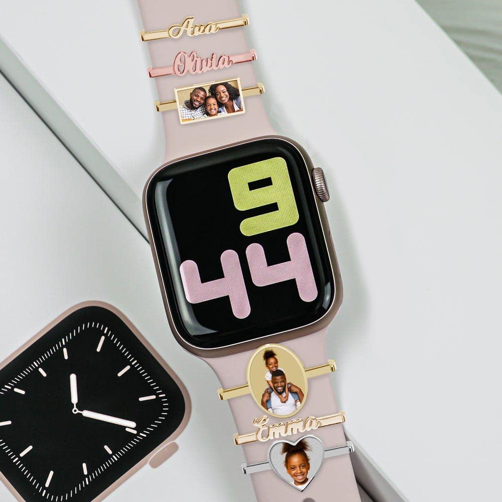 PicturesOnGold.com Smart Watch Photo Charm in Yellow Gold Plated Rectangle Shape
