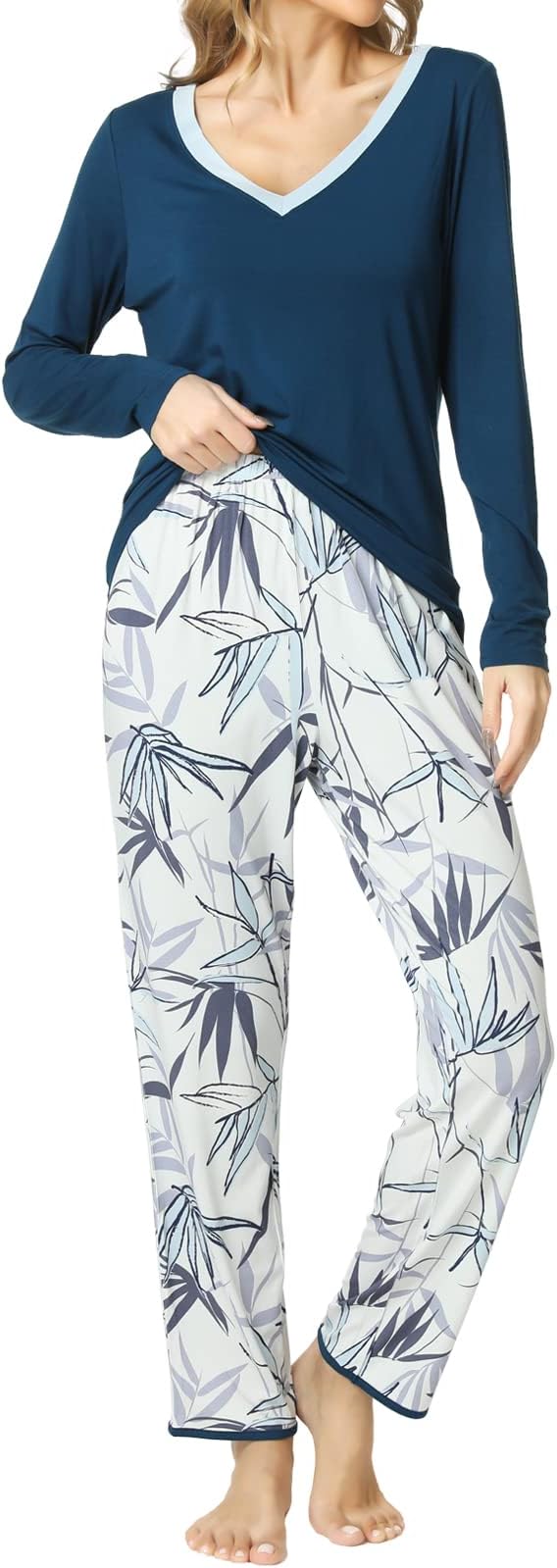 GYS Viscose from Bamboo Women's Pajama Sets Super Soft Long Sleeve Sleepwear Comfy Winter Pjs Sets S-4X