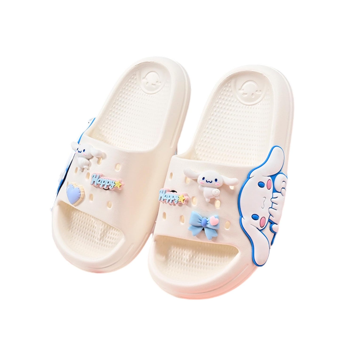 Girls Slippers Cute Cartoon Slides Lightweight Non-Slip Sandals Quick-Drying Shower Slides Shoes for Beach Swimming Pool Home, Big Kid 2-3 (White)