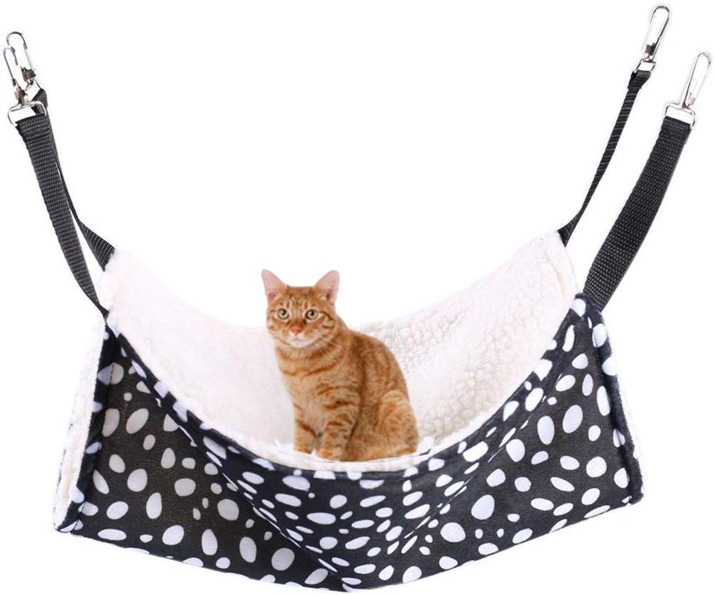 AKIRO Pet Cage Hammock, Round Dot Tower Zebra Leopard Pattern Warm Pet Hammock, Soft Plush Hanging Cat Bed Mat Winter Warm Cotton