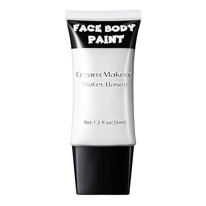 White Face Paint, Water Based Full Body Paint Halloween Makeup,Cream Face Paint & Body Paint For Adults Skull Joker Vampire Skeleton SFX Cosplay Costumes 1.2 fl oz (35ml)