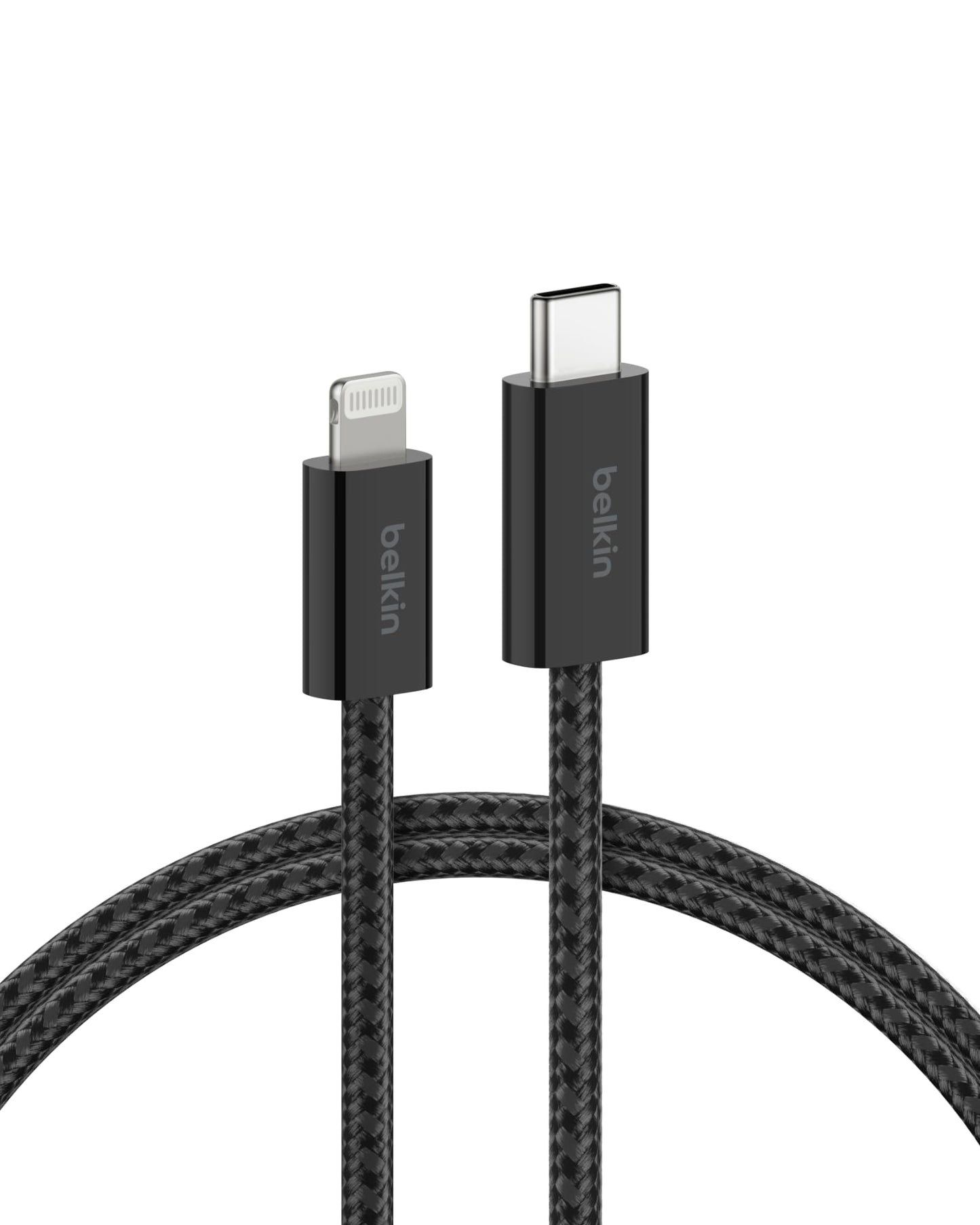 Belkin USB C Cable w/Lightning Connector, 6.6ft - Soft, Flexible Fast-Charging Cable, Lightning Charger Cord for iPhone 14 & Earlier Series, iPad 9th Gen, Airpods & More - Black
