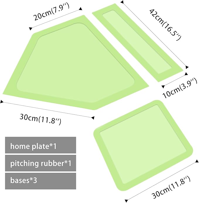 BIYQFCR Baseball Home Plate & Base 5-Piece Set – Ractice Training Equipment for Baseball, Softball, Kickball – 3 Base Plates, 1 Home Plate, 1 Pitcher’s Plate – Backyard, Field Use