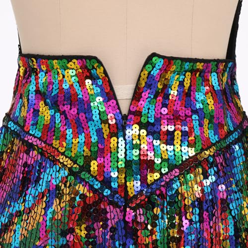 IBAKOM Sexy Sequins Fringe Bodysuit Halter Lace Up Back Jazz Latin Dance Tassel Leotard Acrobat Costume Rave Concert Outfits