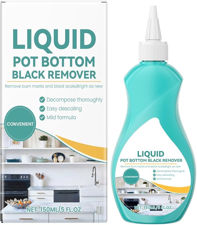 Liquid Pot and Pan Cleaner for Burnt On Food & Grease, 5 Fl oz Tough Stove Top and Cookware Cleaner, Removes Stubborn Stains on Stainless Steel, Cast Iron, Copper Pots