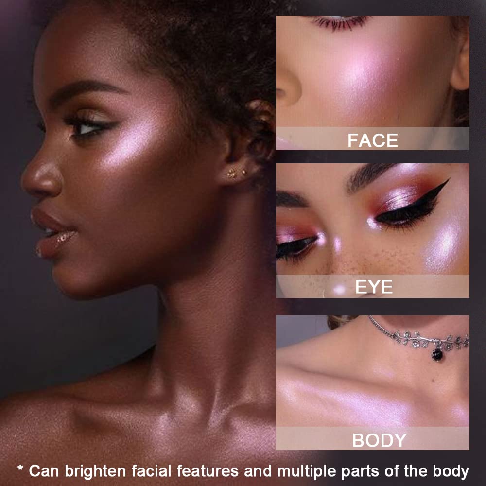 8 Color Face Cheek Highlighter Makeup Palette Shimmer Glitter Iridescent Multichrome Holographic Eyeshadow Palette Purple Rainbow Glitter Highlighter Makeup Highlight and Contour Chrome Eye Make up