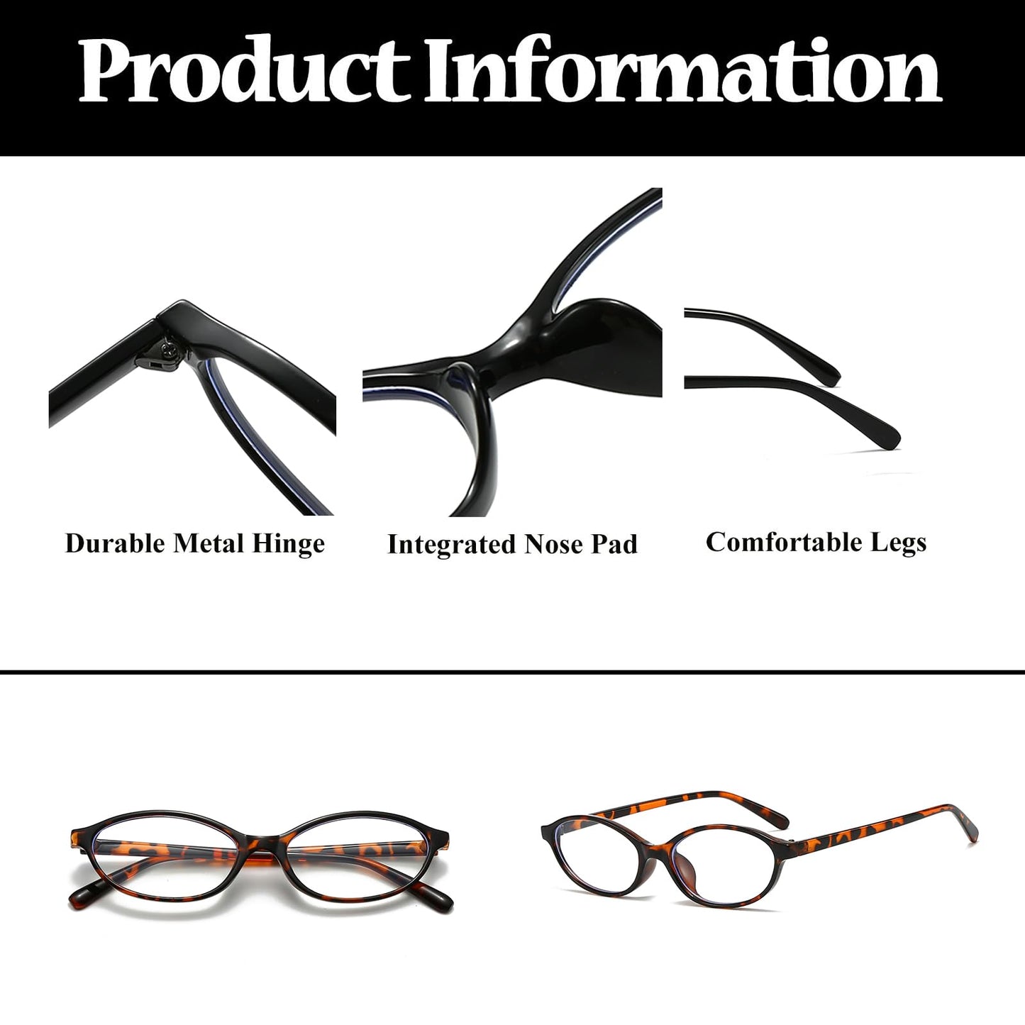 Ljczka Oval Blue Light Blocking Glasses For Women Men Retro Small Oval Frame Y2K Cat Eye Computer Eyeglasses Clear Lens (Tortois