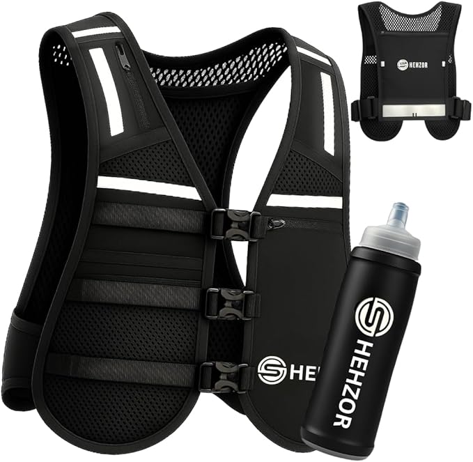 Shehzor Adjustable Weighted Vest Women and Men, Running Belt with Water Bottle, Chest Rig & Running Vest, Marathon Backpac...