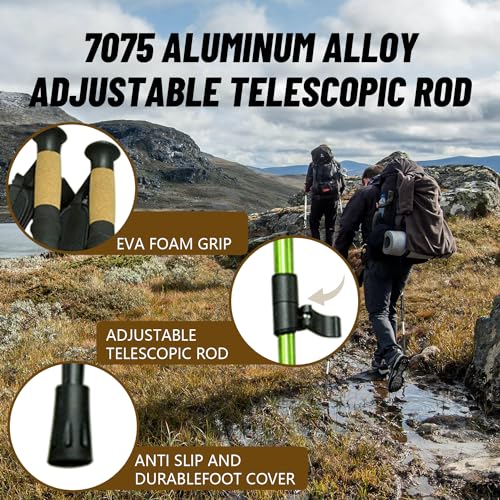 2 Pcs Trekking Poles,Aluminum Lightweight Collapsible Hiking Poles for Women,Walking Sticks for Hiking Carbon Fiber