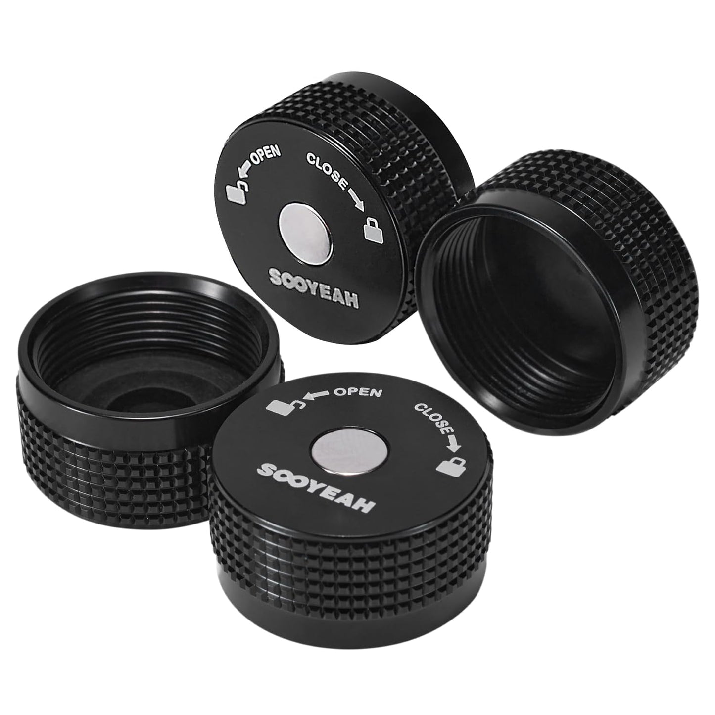 SOOYEAH 1LB Propane Cylinder Protect Caps with Magnetic,Sealed Caps(pack of 4PCS),Metal Material-Black