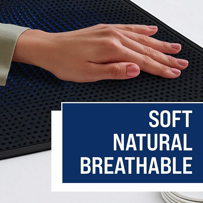 EcoHeal Luxury Tourmaline Grounding Mat Queen 59” x 27” for Bed & Desk – Conductive PU Leather Surface, SGS Certified, Includes Silver Sleep Mask & 15ft Cord