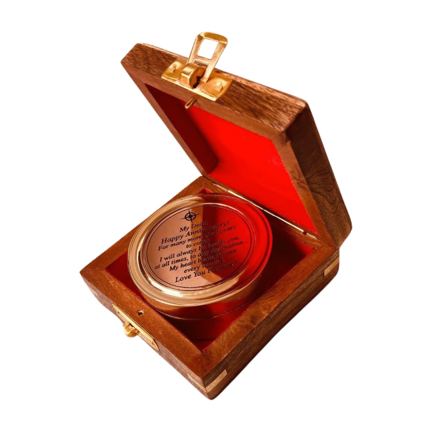 Anniversary Sundial Gift for Him or Her Sundial Clock Compass - Unique Gift for Husband or Wife, Men 1st Wedding Anniversary 50th 40th 25th 20th Year Celebration (Anniversary Sundial Wood Box)