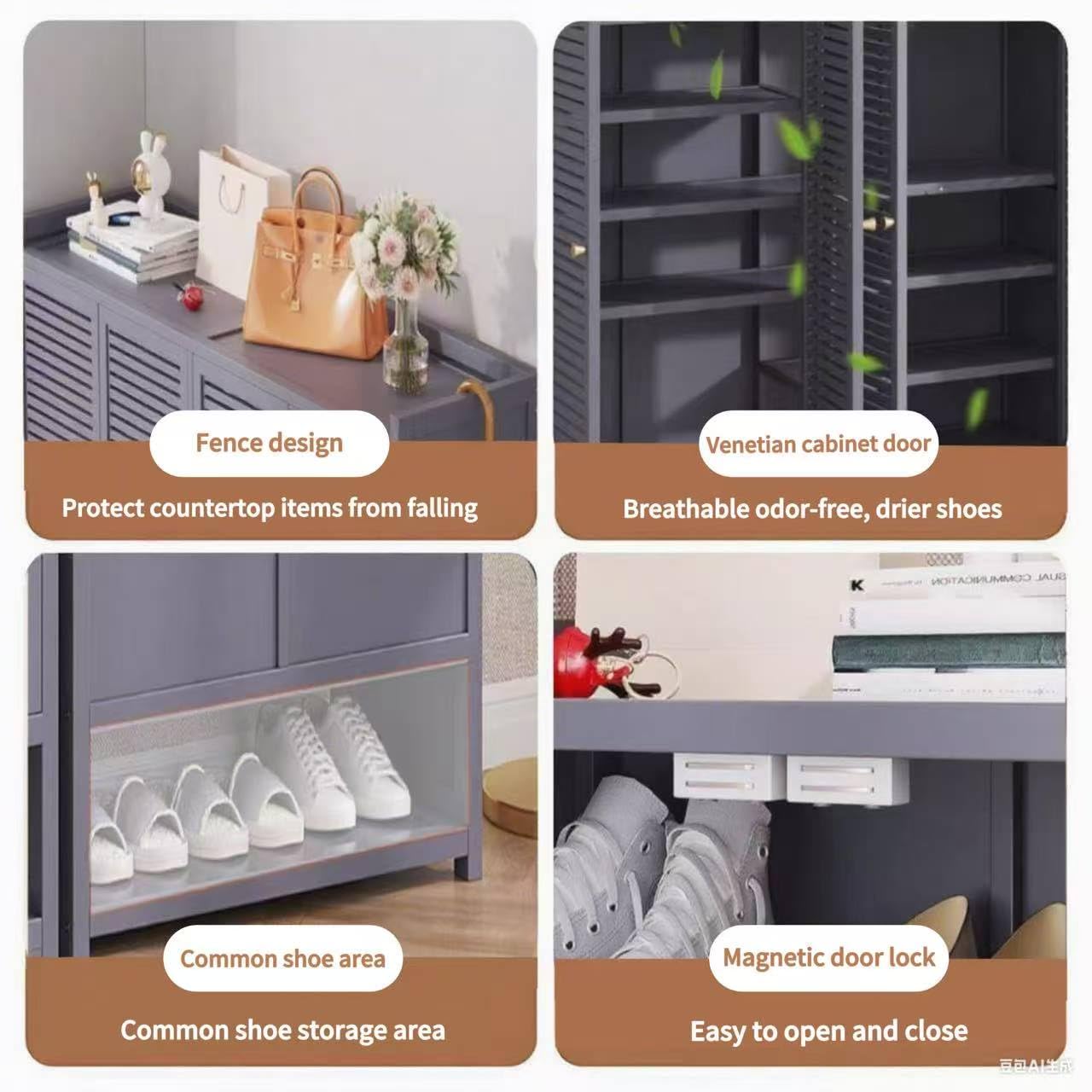 njawnn 7-Tier Shoe Cabinet with Doors, 36-41 Pairs Large Shoe Storage Cabinet, Freestanding Shoe Rack for Entryway, Hallway, Bedroom, Closet, Living Room