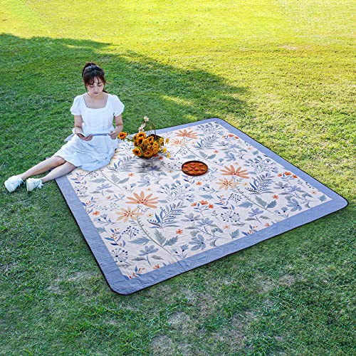 DEWUR Picnic Blankets 79"x79" Extra Large Outdoor Blanket Beach Blanket Waterproof SandProof Picnic Mat Washable Foldable ...