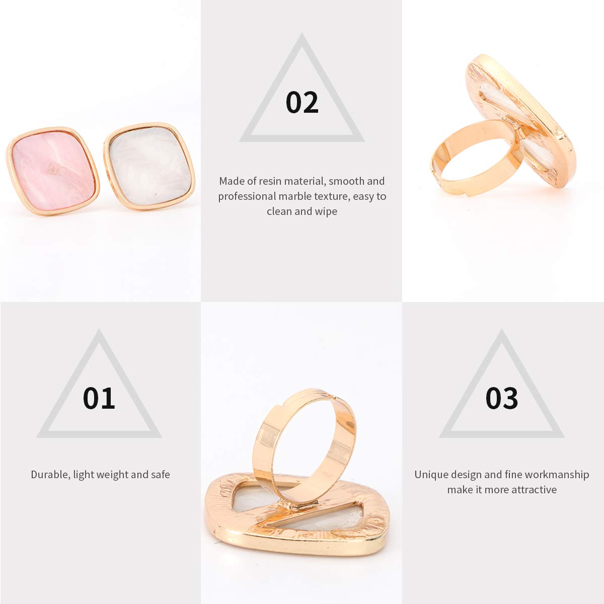 Beaupretty 2PCS Nail Palette Ring Nail Makeup Polish Ring Resin Marble Nail-Art Palette with Adjustable Finger-Ring