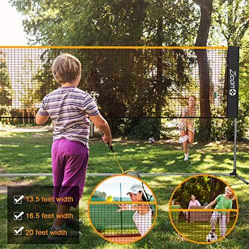 Portable Tennis Net,Stainless Steel Poles Badminton Net Set Adjustable Height Nylon Net with Carry Bag, for Kids Volleyball, Pickleball,Soccer, Indoor, Outdoor Court, Backyard, Beach, Driveway
