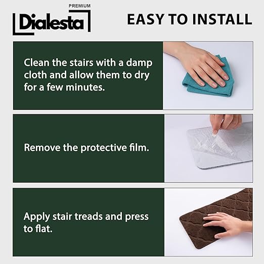 Stair Treads for Wooden Steps Indoor, Includes 15 Non-Slip Carpet Mat 8x30in with 5 Motion Sensor Lamps, Peel & Stick Carpet Stair Treads,Safety Stair Rugs for Kids, Elderly and Pets (Coffee)