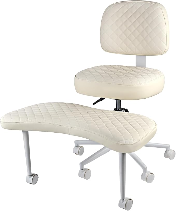 Meditation Chair Cross Legged Chair with Wheels Criss Cross Chair ADHD Desk Chair for Adults with Back Support Wide Squatting Kneeling Chair Adjustable Height for Office, Home, Yoga (White)