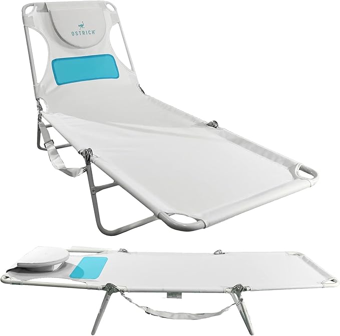 Ostrich Outdoor Lightweight Folding Adjustable Reclining Ladies Mens Comfort Chaise Lounge Beach Chair for Tanning Pool La...