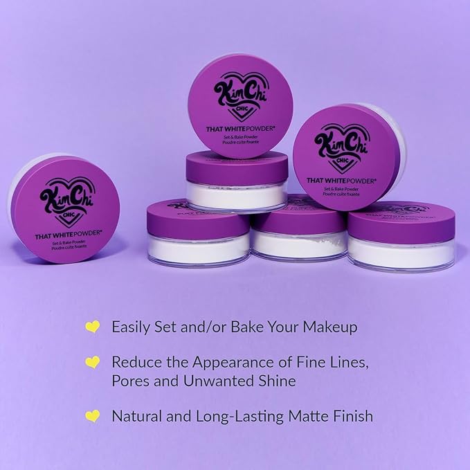 KimChiChic Beauty Mini Me That White Powder Set and Bake Mattifying Setting Powder for Makeup, Soft Natural Face Makeup Helps Minimize the Appearance of Fine Lines, 0.17 oz, White