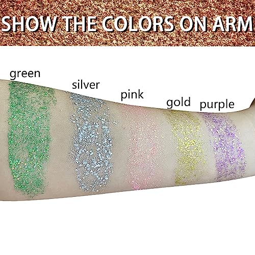 MEICOLY Silver Body Glitter Stick,Waterproof Halloween Face Glitter Gel,Chunky Glitter Face Paint,Mermaid Sequin Hair Glit...
