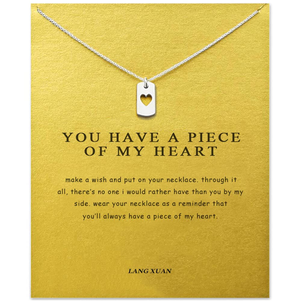 LANG XUAN Friendship Arrow Necklace Good Luck Butterfly Pendant Chain Alloy Necklace with Message Card Gift Card for Women