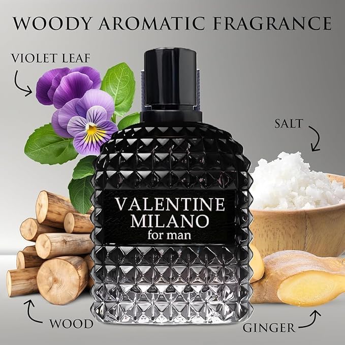 Valentine Milano Couple Set Perfume Gift Set for Women/Men EDP – (100ml x2) Amber Floral & Oriental Scents, Cologne with a Modern Twist Elegant, Plus 2 Refillable 5ml Travel Spray Bottles.