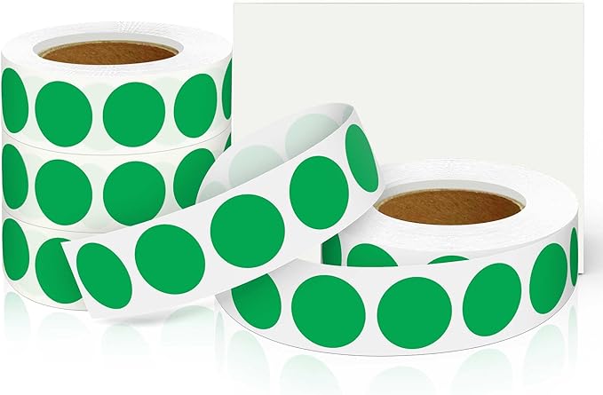 0.75 Inch 4 Rolls of 4000 Colorful Dots Sealing Stickers,3/4"Round Permanent Adhesive Color Coding Labels,Green Dots Stickers for Home Decorative, Storage Bins, Moving Containers & Organization