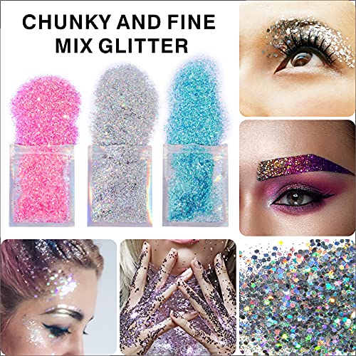 Face Gems 6 Sheets Face Jewels Stick On Rhinestones Stickers 30g Chunky Glitter, Gemstones Temporary Tattoo For Women, Fes...