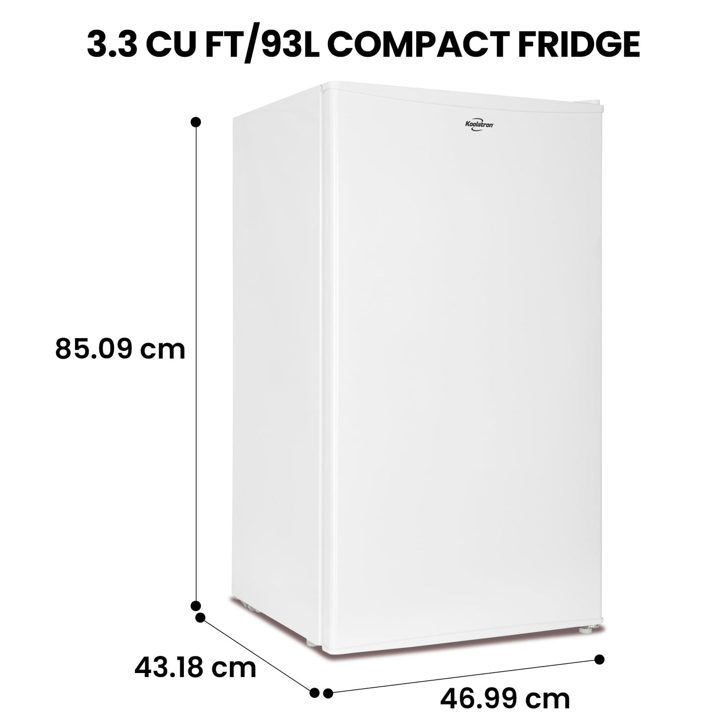 Compact Fridge with Freezer, 3.2 cu ft (91L), White, Space-Saving Flat Back, Reversible Door, Full-Width Freezer, for Snacks, Frozen Meals, Beverages, Beer, Den, Dorm, Office, Rec Room, Home Bar