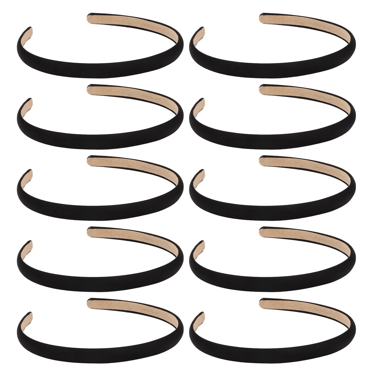 Wecoe Black Narrow Satin Headbands, 10pcs Non Slip Fashion Hair Bands for Women & Girls' Hair - Holiday & DIY Costume Accessorie