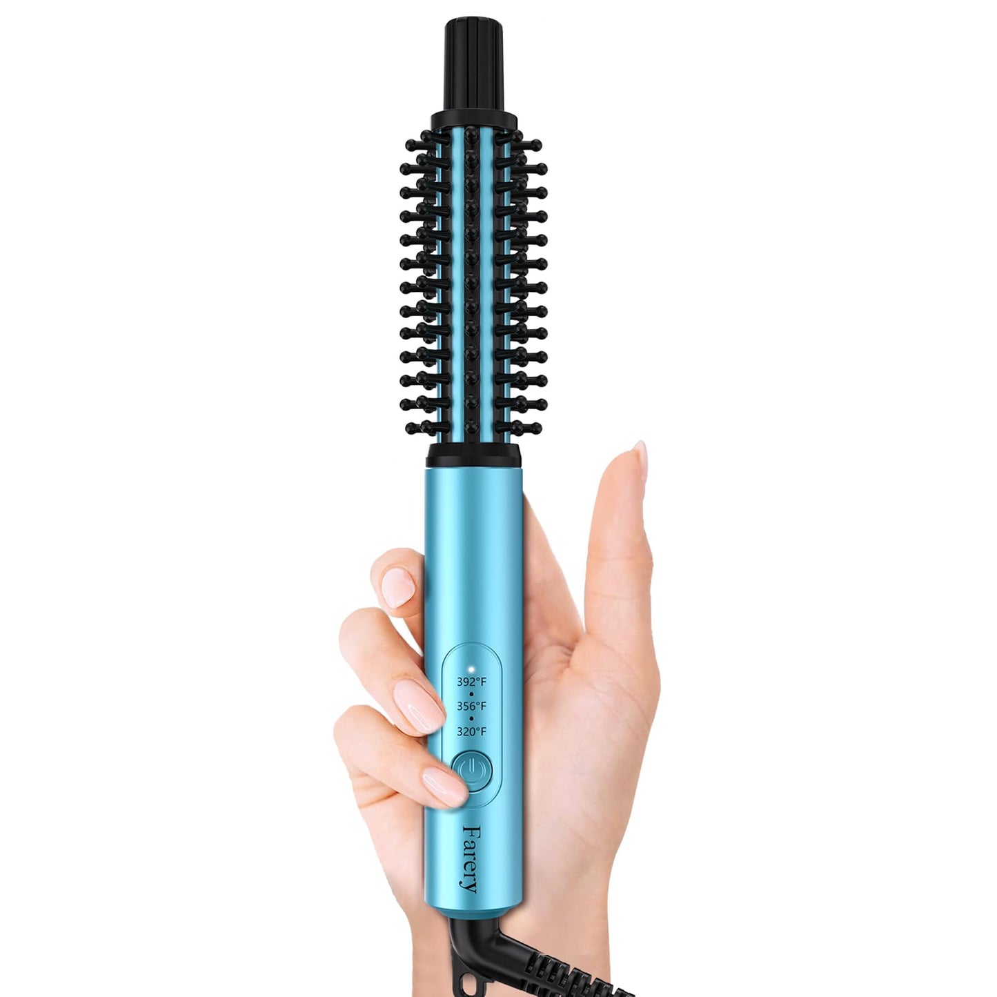 FARERY Mini Thermal Brush 3 Temperature Adjustable, 3/4 Inch Travel Curling Iron for Short Hair, Heated Round Brush for Touch-up