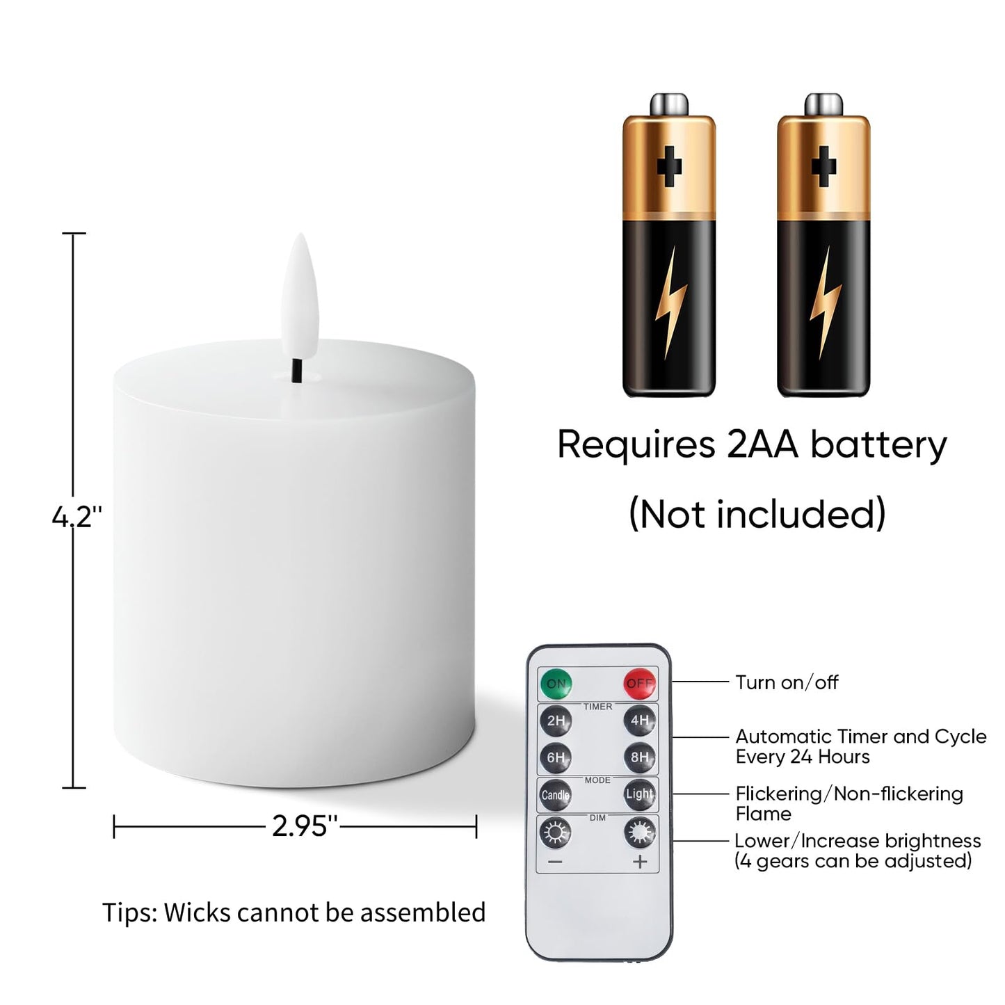 Homemory White Flameless Candles Battery Operated with Remote Timer, 3x3 Real Wax LED Pillar Candle for Home Fireplace Bedroom Living Room Party, Set of 3