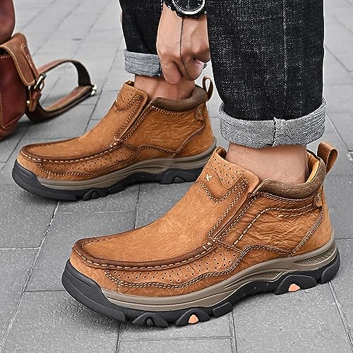 MOSTELO Mens Slip On Casual Loafers Classic Outdoor Leather Walking Hiking Shoes Comfortable for Work Office Dress Outdoor...
