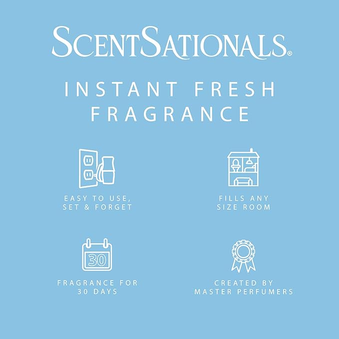 Scentsationals Fragrance Oil Plug In Air Freshener Refills 3-Pack - Linen Sea Breeze - Works with Scentsationals Wall Plugs, Long-Lasting Home Fragrance, 0.8 fl oz Each, Packaging May Vary