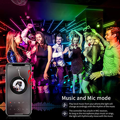 AILBTON Led Strip Lights,60ft Music Sync Color Changing, Built-in Mic,Bluetooth App Control LED Tape Lights with Remote,50...
