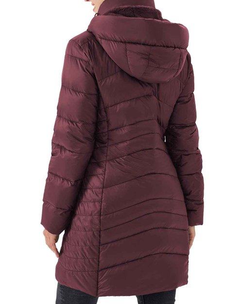 PUREPEAR Women's Winter Warm Light Long Puffer Jacket with Detachable Hood Red XL