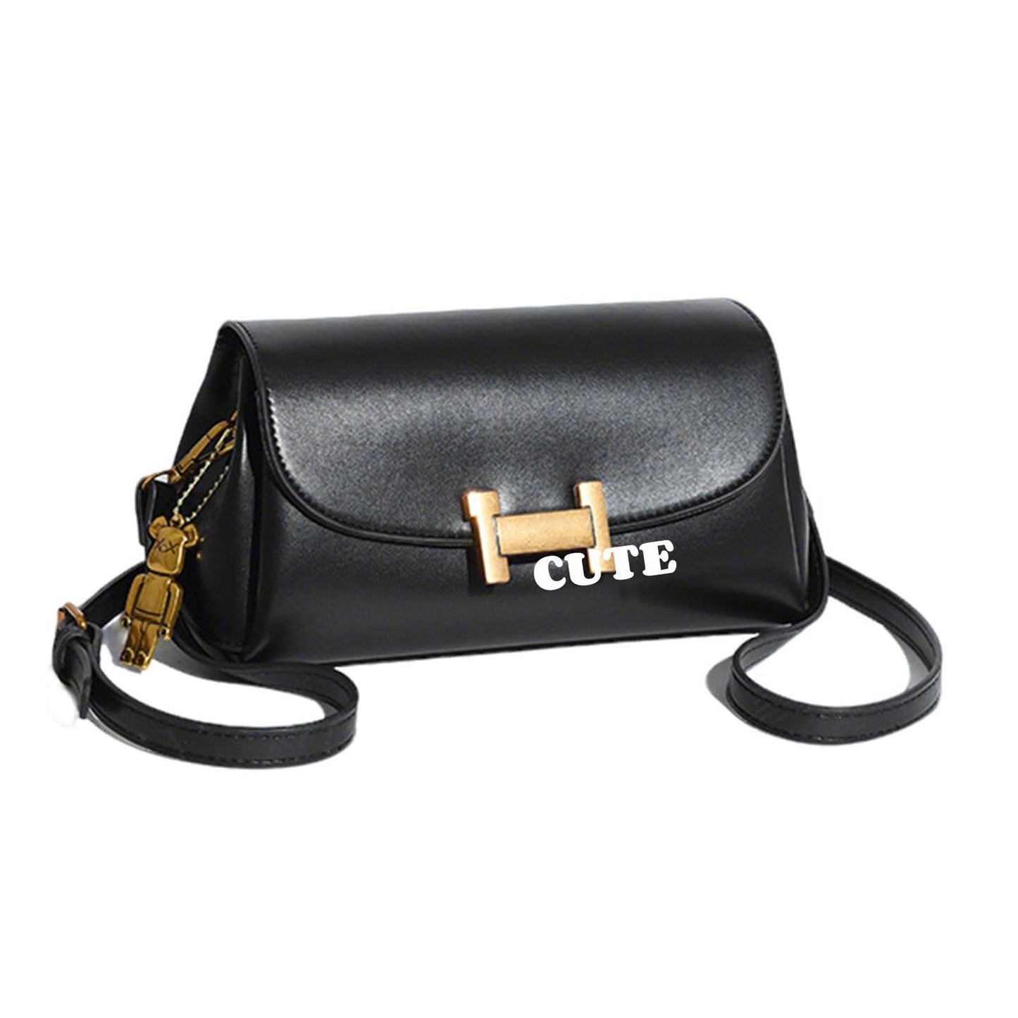Small Crossbody Purses for Women,Lightweight Crossbody Bag Faux Leather Trendy Women's Shoulder Handbags with 3 Compartments (Black)