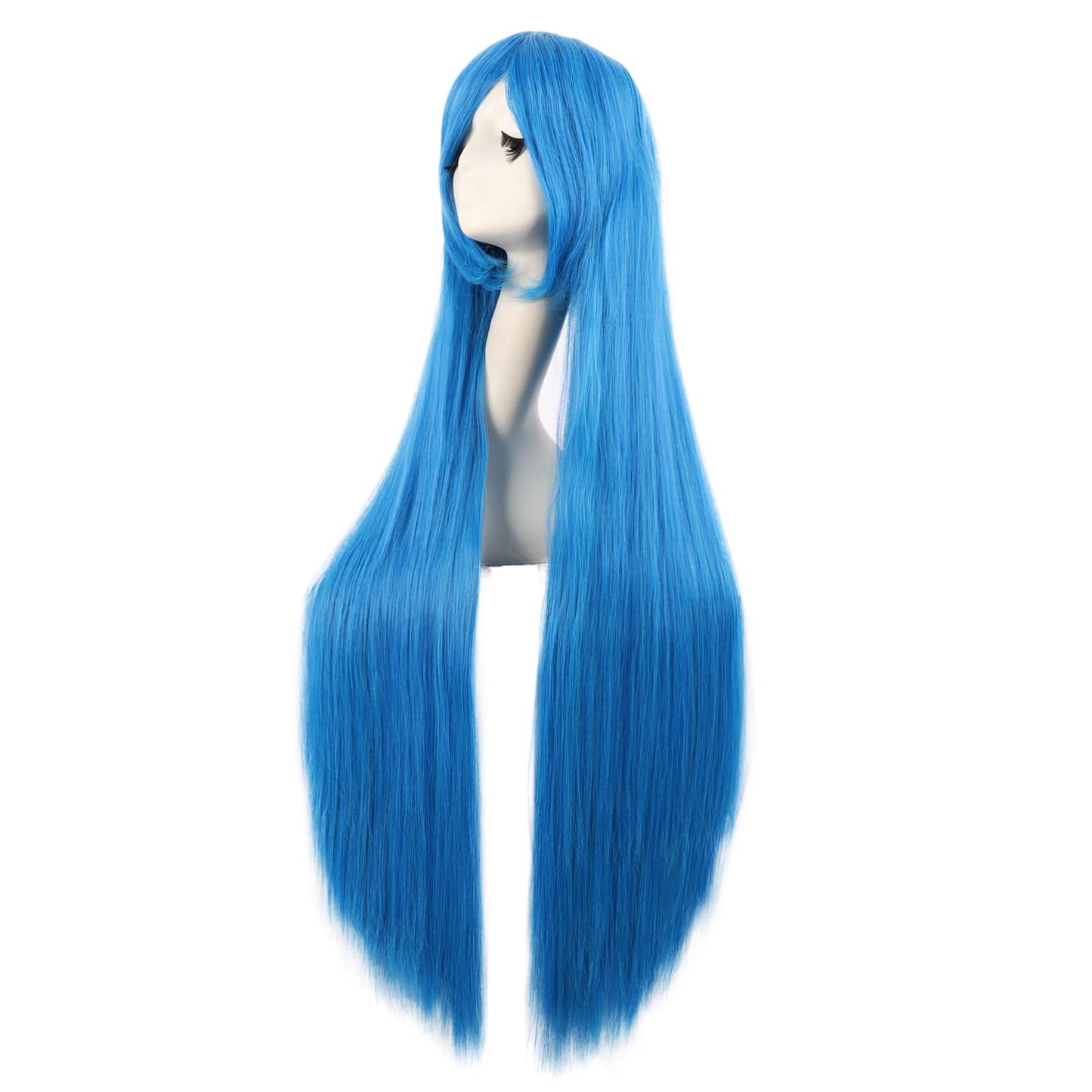 MapofBeauty 40 Inch/100 cm Anime Costume Long Straight Cosplay Party Synthetic Wig (Mixed Vivid Blue)