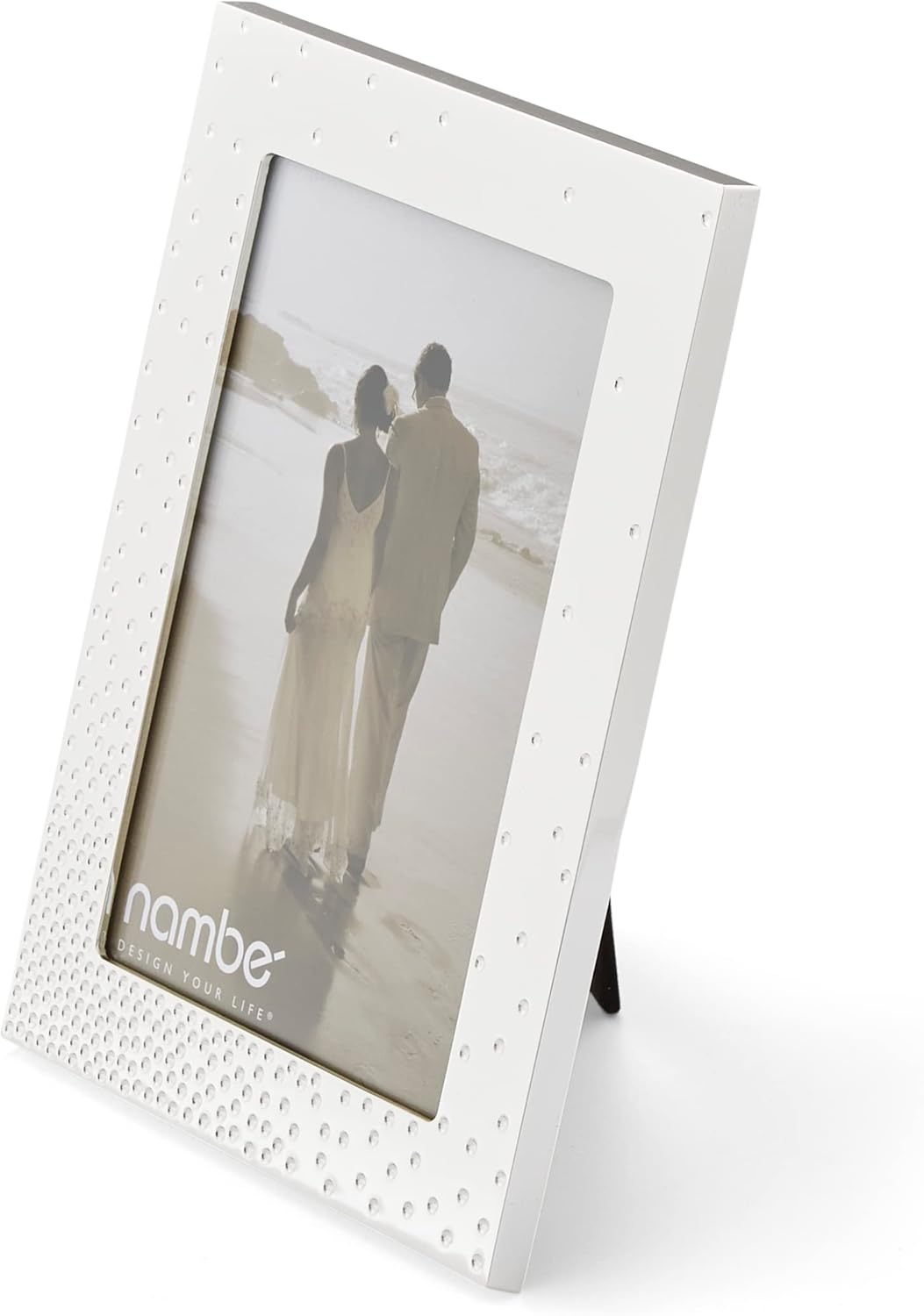 nambe Dazzle Picture Frame, 5" x 7" | Photo Frame with Tempered Glass | Vintage and Contemporary Design | Tabletop Display Family, Friends, Wedding Gift, Home Office Décor | Silver Plate and Glass