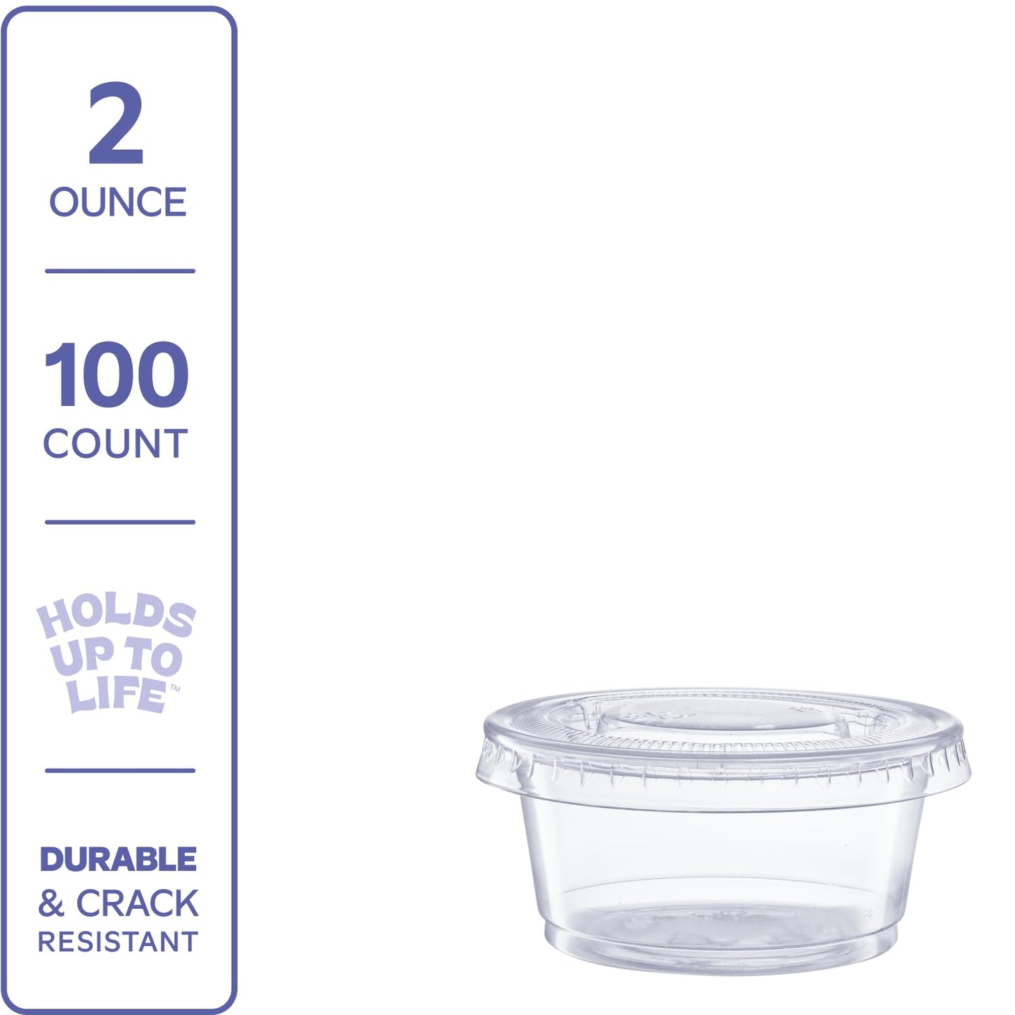 GUSTO [2 oz.-100] Count Clear Disposable Plastic Portion Cups with Lids - Soufflé Cups, Jello Shot Cups With Lids, Clear Plastic Containers Perfect for salad Dressing and More- Formerly Comfy Package